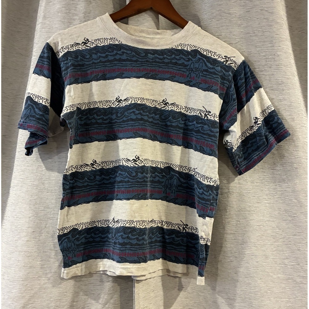 Vintage 90s Surf Cotton T-Shirt Youth Boys Stripe Grunge Surf Skate USA S